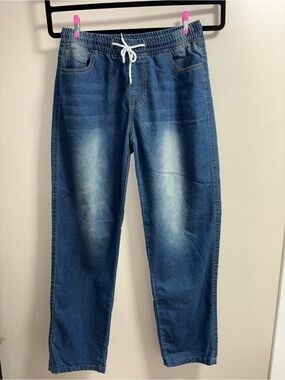 Women’s Blue Denim Jogger Jeans with Elastic Waist